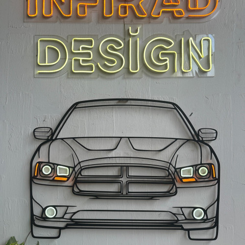 Dodge Charger 2014 Front NEON Car Silhouette Metal Wall Art