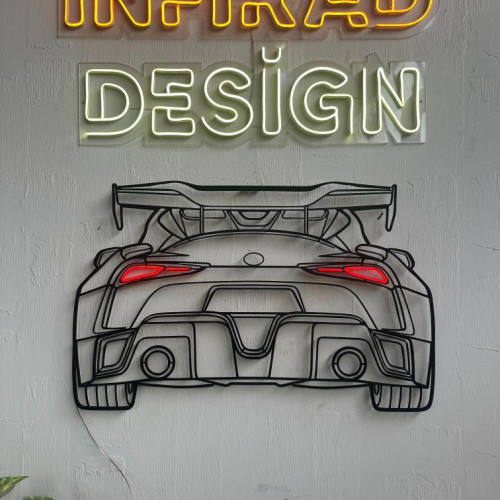 Toyota Supra MK5 Carbon BACK NEON Car Silhouette Metal Wall Art