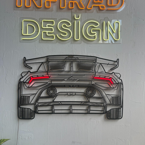 Huracan STO BACK 2022 NEON Car Silhouette Metal Wall Art