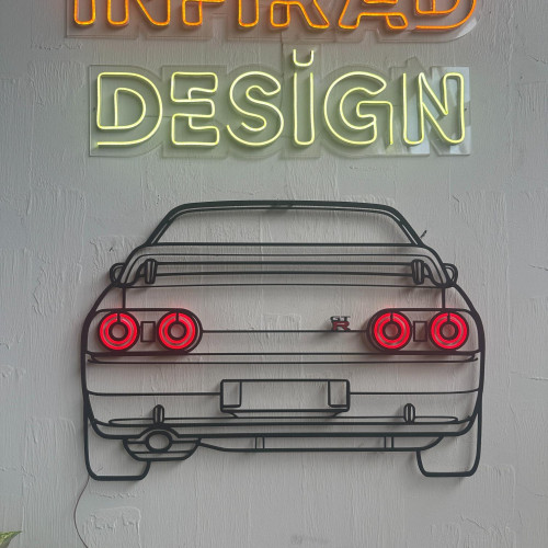 GTR R32 Back NEON Car Silhouette Metal Wall Art
