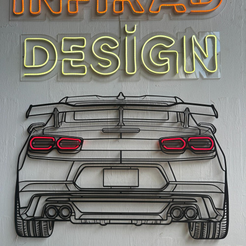 Camaro 2020 Back NEON Car Silhouette Metal Wall Art