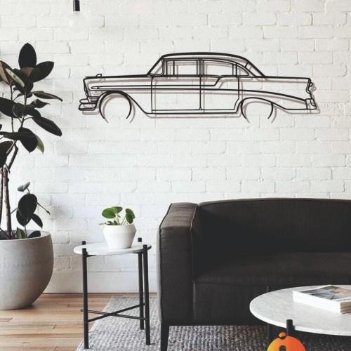 Bel Air 1956 Detailed Silhouette Metal Wall Art