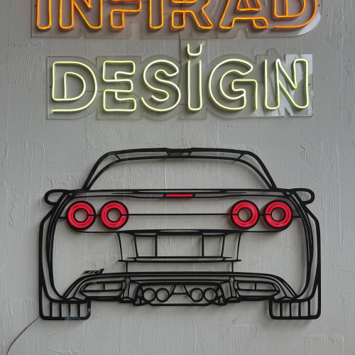 Corvette C6 ZR1 Back NEON Car Silhouette Metal Wall Art