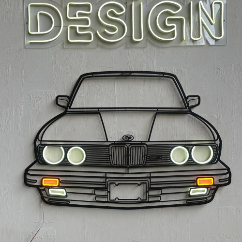1988 M5 E28 Front Silhouette Metal Wall Art