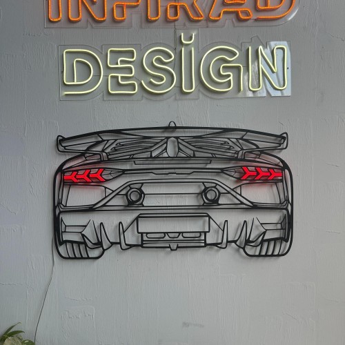 Aventador SVJ 2021 Back Silhouette Metal Wall Art