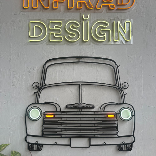 1951 Chevrolet 3100 Front NEON Car Silhouette Metal Wall Art