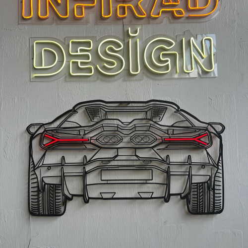 2024 Lamborghini Revuelto Back NEON Car Silhouette Metal Wall Art