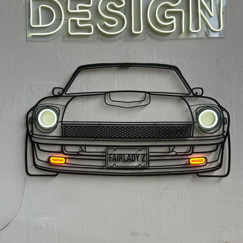 Datsun z 320 Fairlaydy Front Silhouette Metal Wall Art