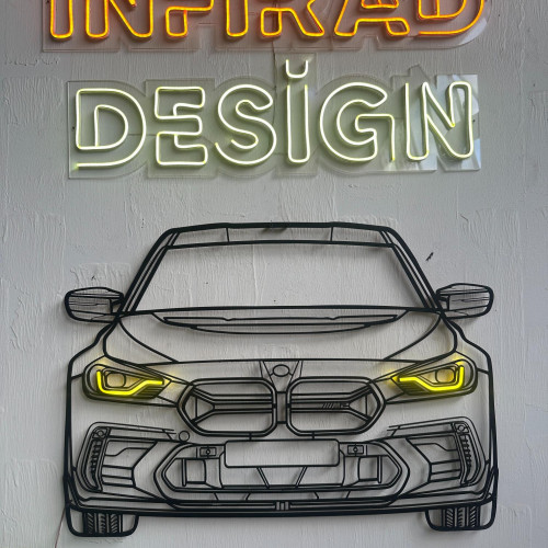 BMW G87 M2 Carbon Fiber Front NEON Car Silhouette Metal Wall Art