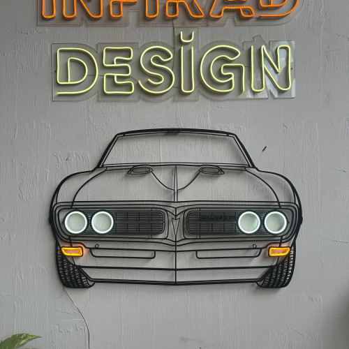 1968 Pontiac Firebird Front NEON Car Silhouette Metal Wall Art