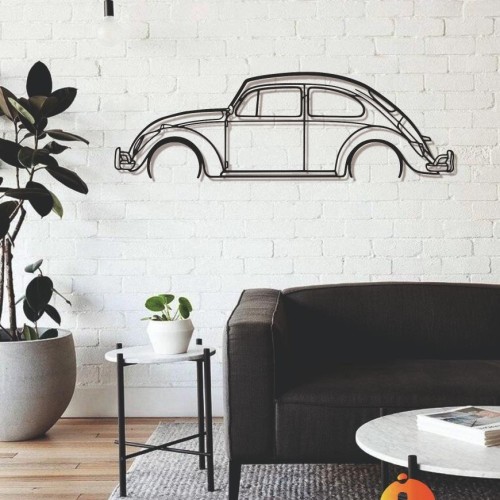Beetle 1965 Silhouette Metal Wall Art