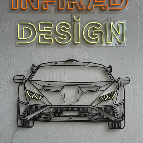 Huracan STO Front 2022 NEON Car Silhouette Metal Wall Art