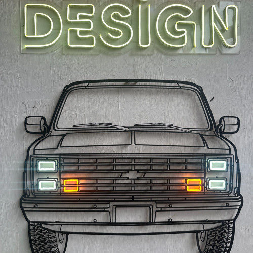 1965 Shelby Cobra 427 Front NEON Car Silhouette Metal Wall Art