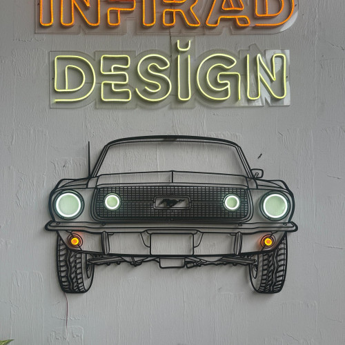 Mustang Fastback 1967 Front NEON Car Silhouette Metal Wall Art