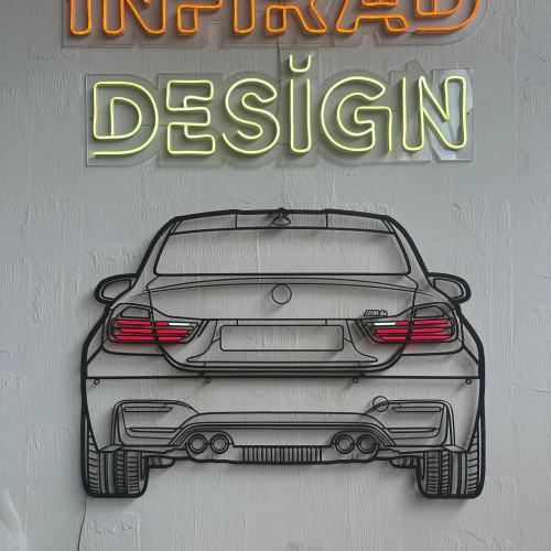 2014 BMW M4 (F82) Back NEON Car Silhouette Metal Wall Art